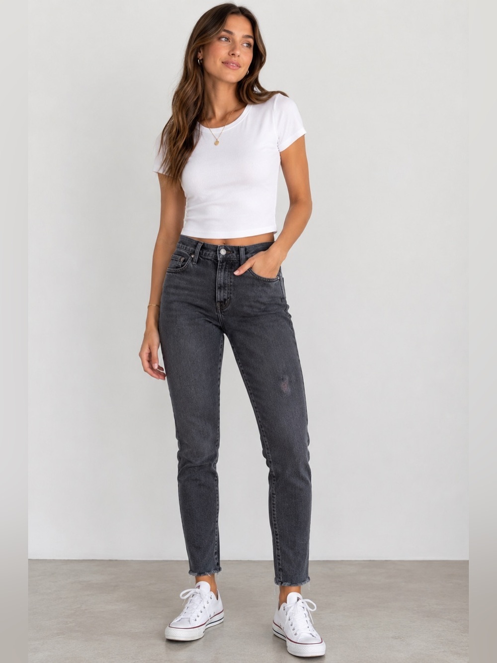 Levi's 711 Women's Gray Black Distressed Skinny Jeans Size 25 Streetwear Denim